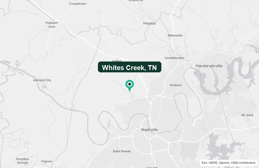 Map of Whites Creek, Tennessee and the surrounding Davidson County area service area